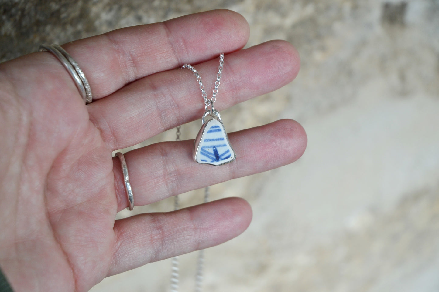 Blue & White Pottery Necklace