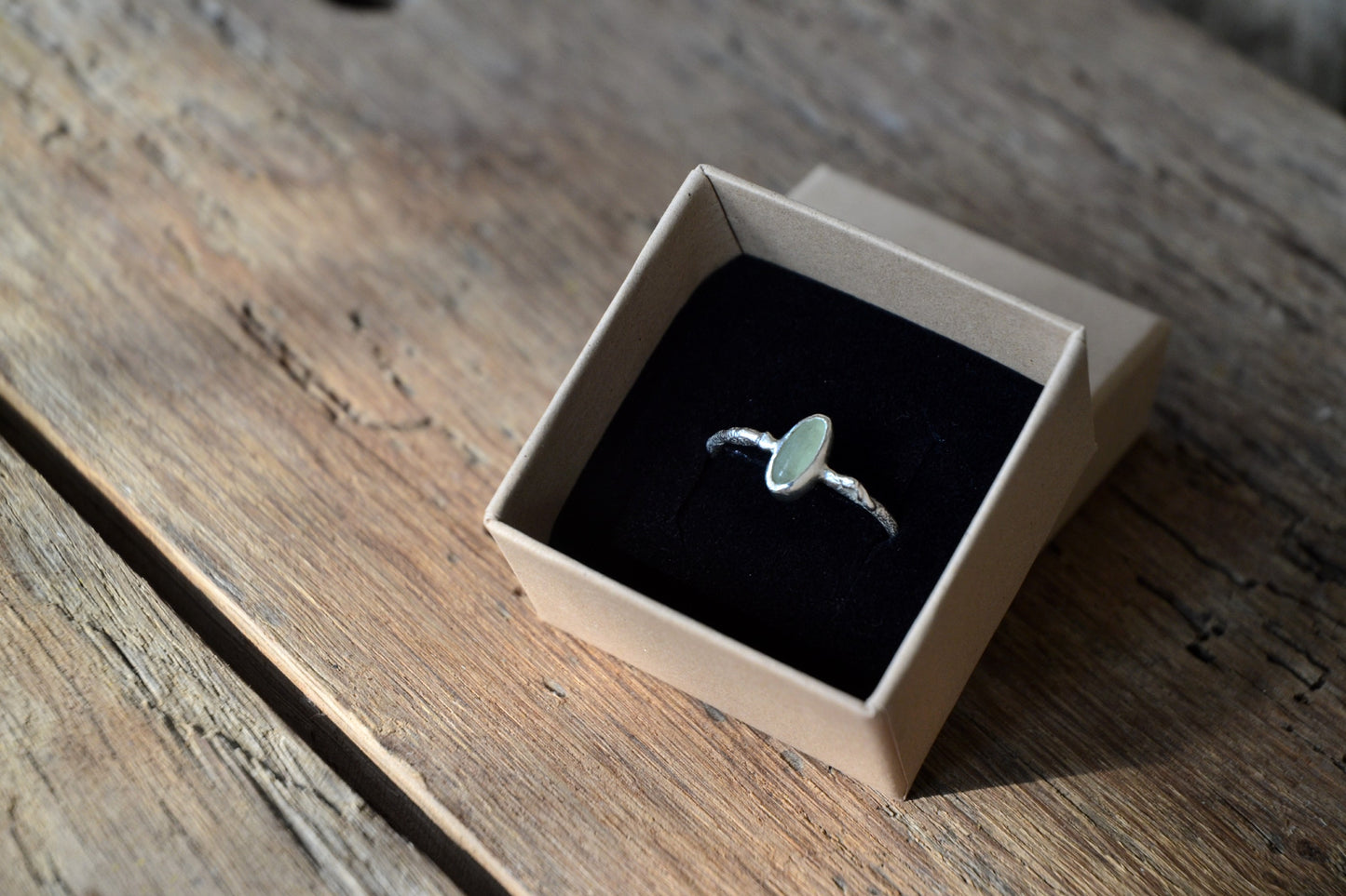 Green Sea Glass Molten Ring - Size U