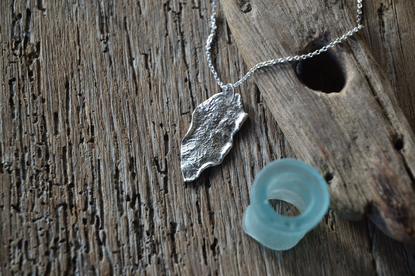 Molten Silver Leaf Necklace - SeaMaid