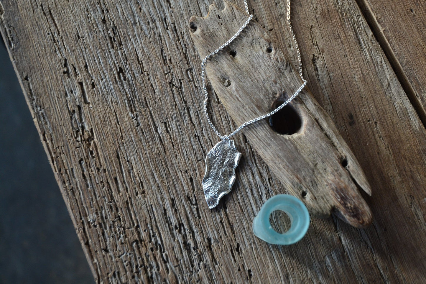 Molten Silver Leaf Necklace - SeaMaid
