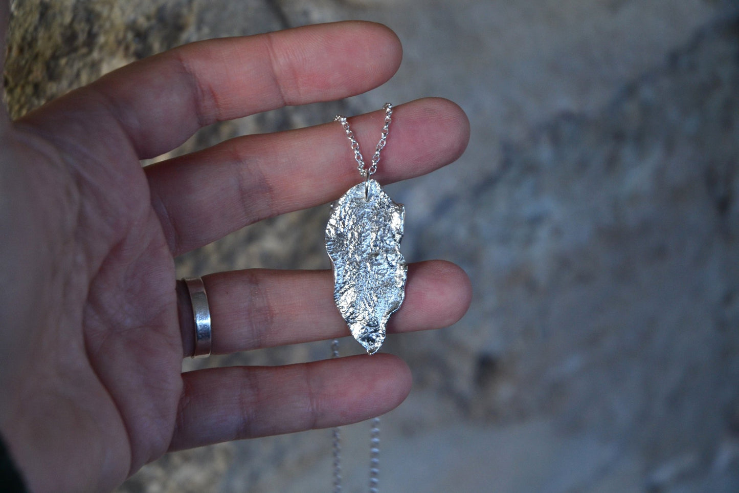 Molten Silver Leaf Necklace - SeaMaid