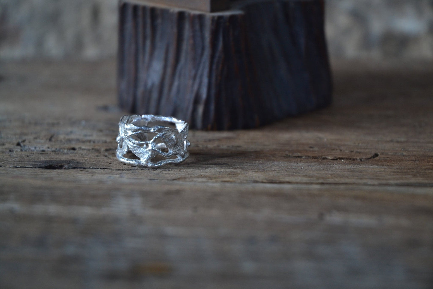 Molten Sterling Silver Ring - Size S - SeaMaid