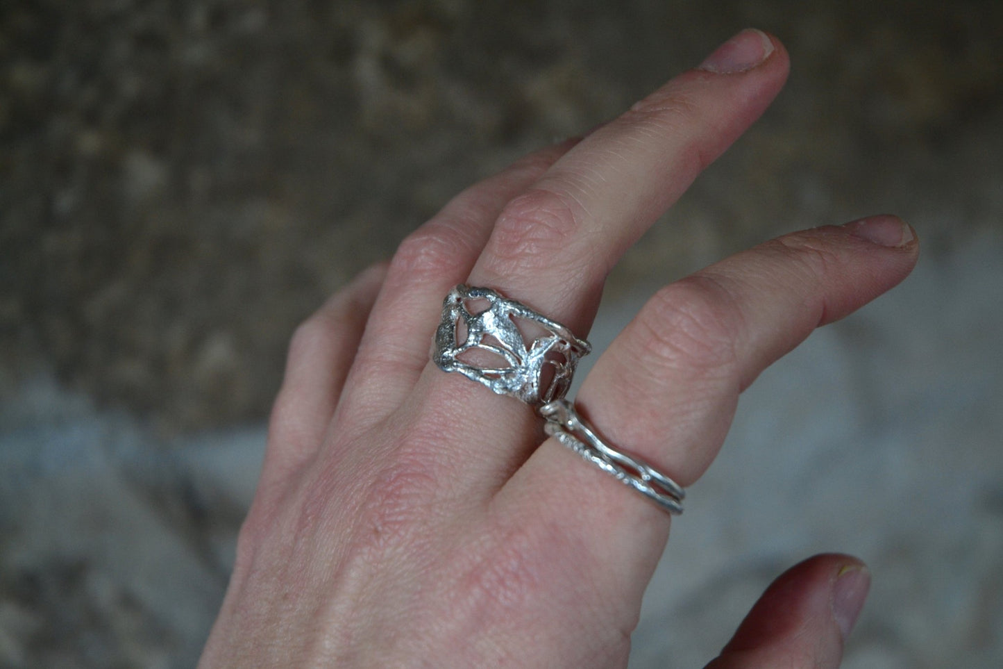 Molten Sterling Silver Ring - Size S - SeaMaid