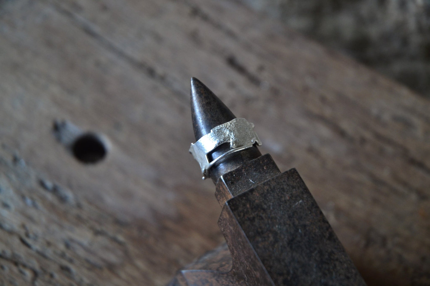 Molten Sterling Silver Ring - Size T - SeaMaid