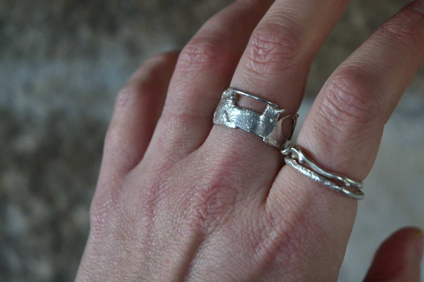 Molten Sterling Silver Ring - Size T - SeaMaid