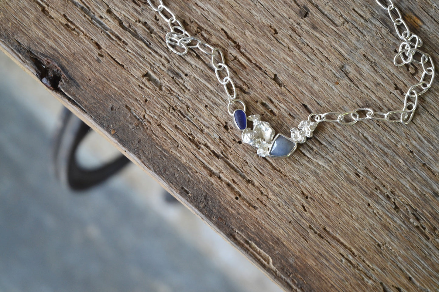 Sea Glass & Sapphire Necklace