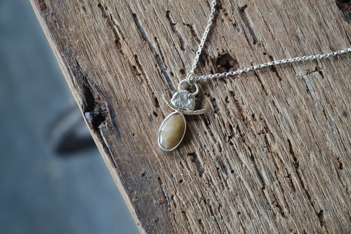 Sapphire, Silver & 9ct Gold Necklace