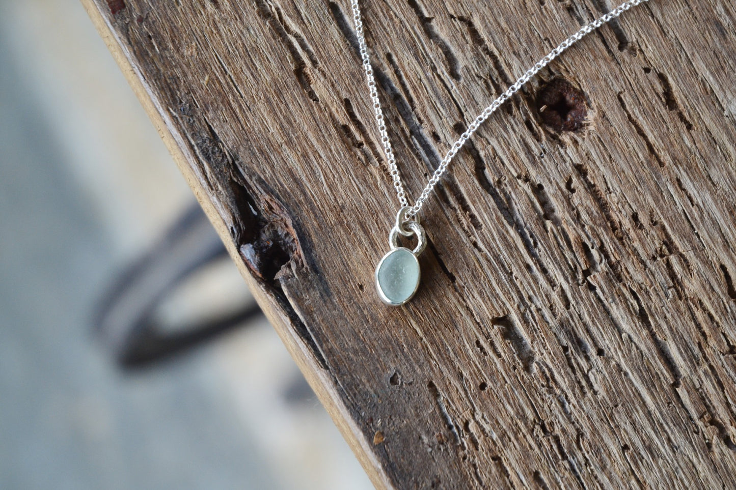 Seafoam Blue Sea Glass Necklace
