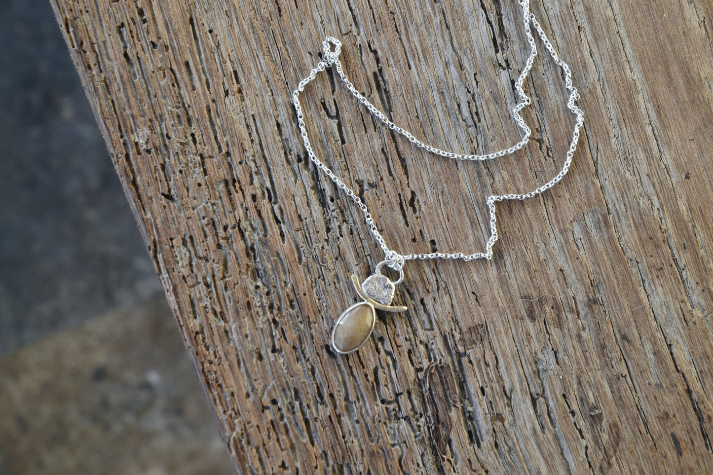 Sapphire, Silver & 9ct Gold Necklace