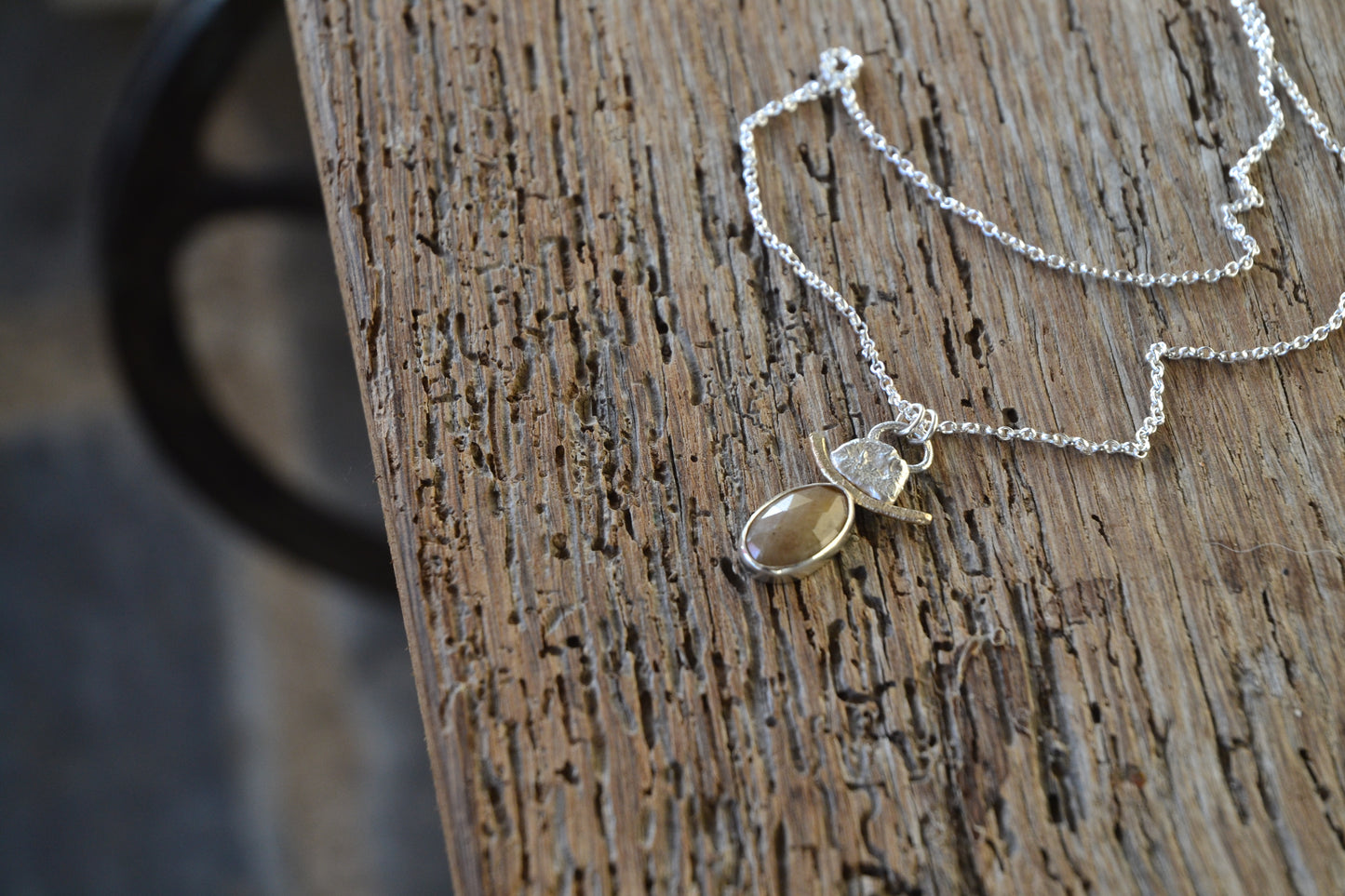 Sapphire, Silver & 9ct Gold Necklace