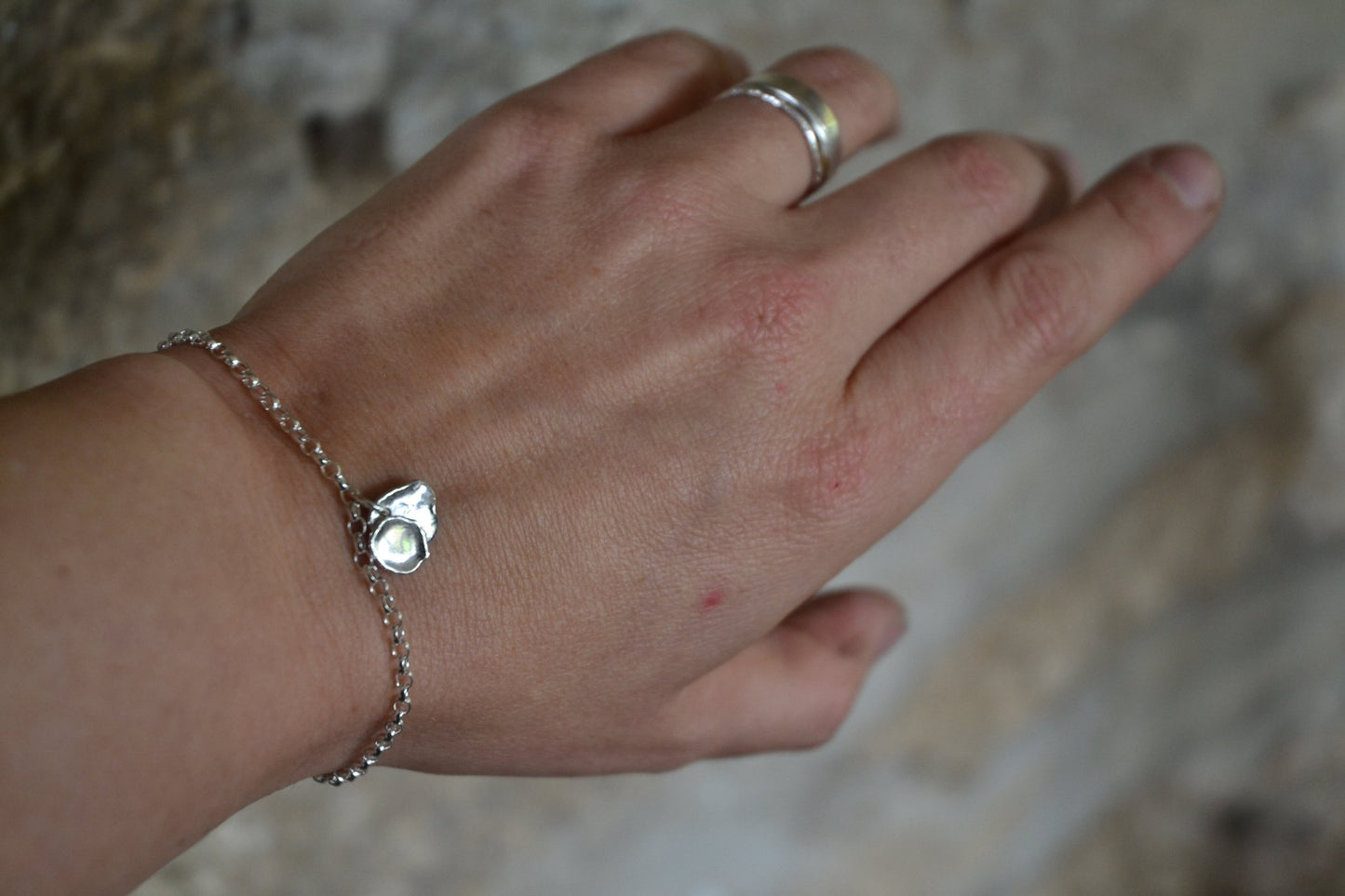 Silver Bracelet & Molten Silver Charm - SeaMaid