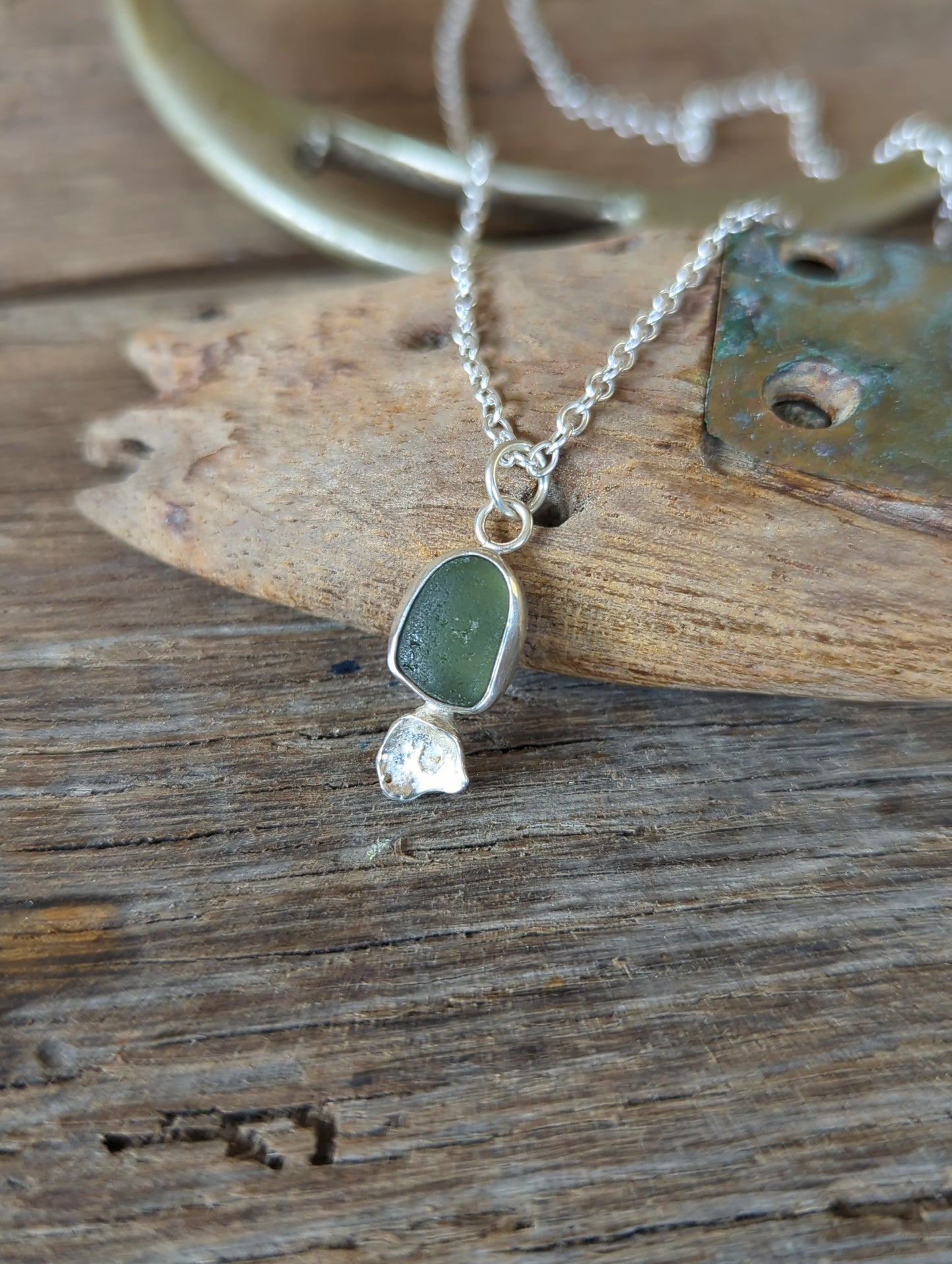 Forest Green Sea Glass Necklace
