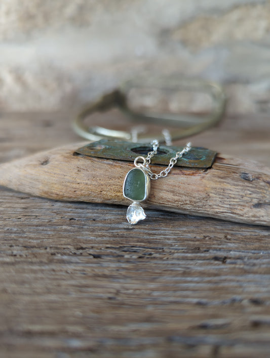 Forest Green Sea Glass Necklace