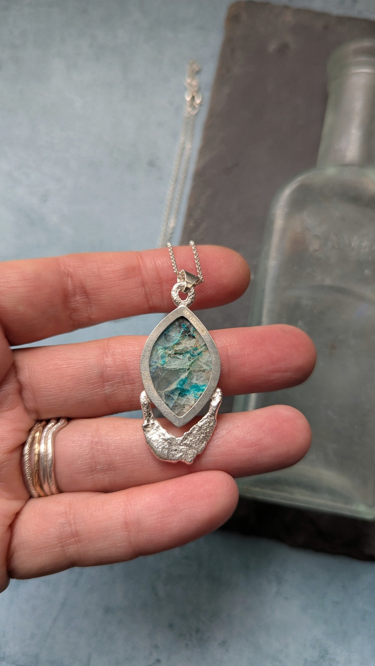 Shattuckite & Molten Silver Necklace
