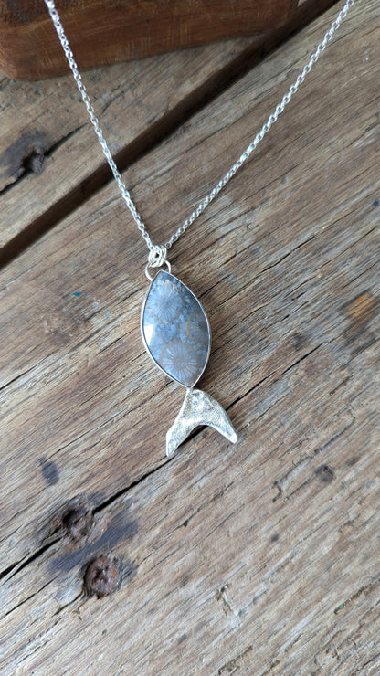 Smoky Blue Fossilised Coral Fish