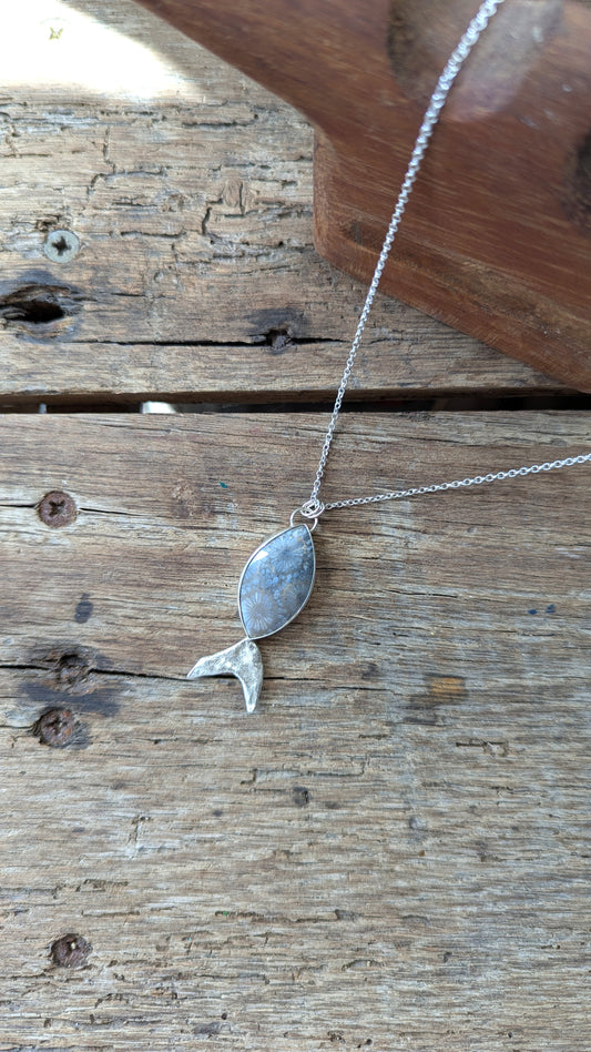 Smoky Blue Fossilised Coral Fish