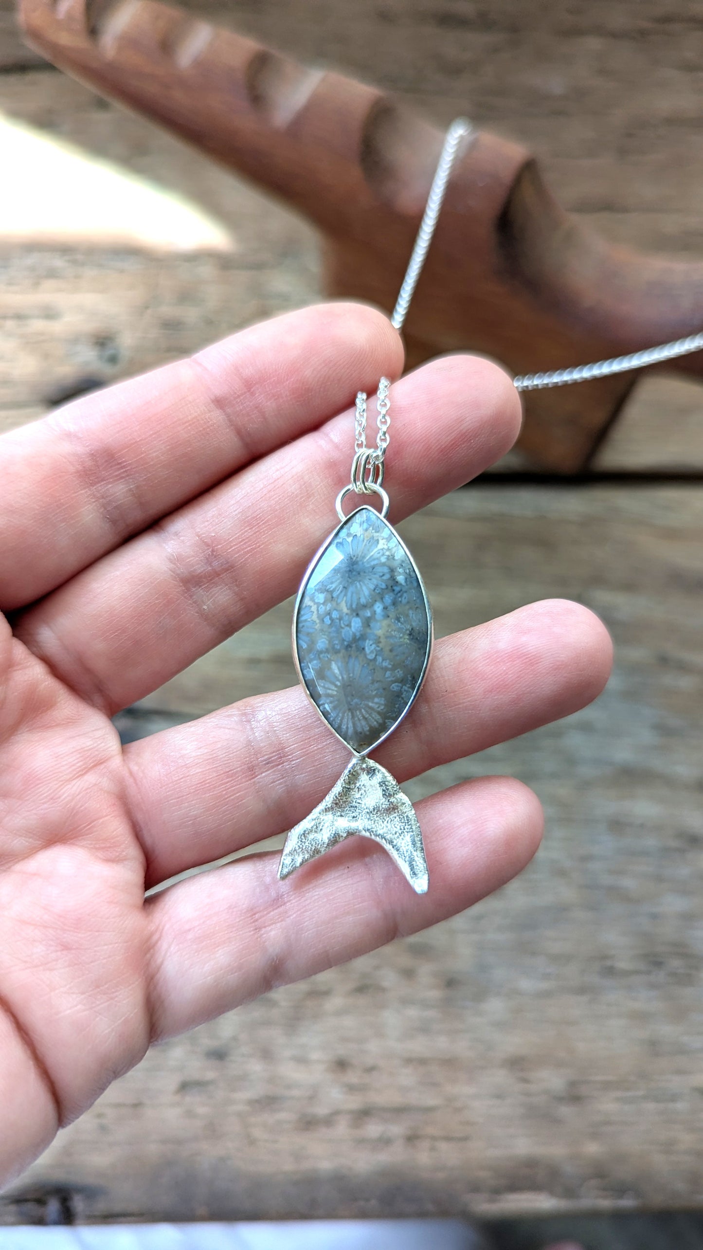 Smoky Blue Fossilised Coral Fish