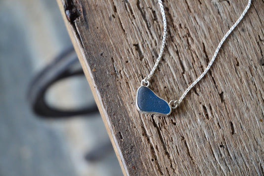 Peacock Blue Sea Glass Necklace
