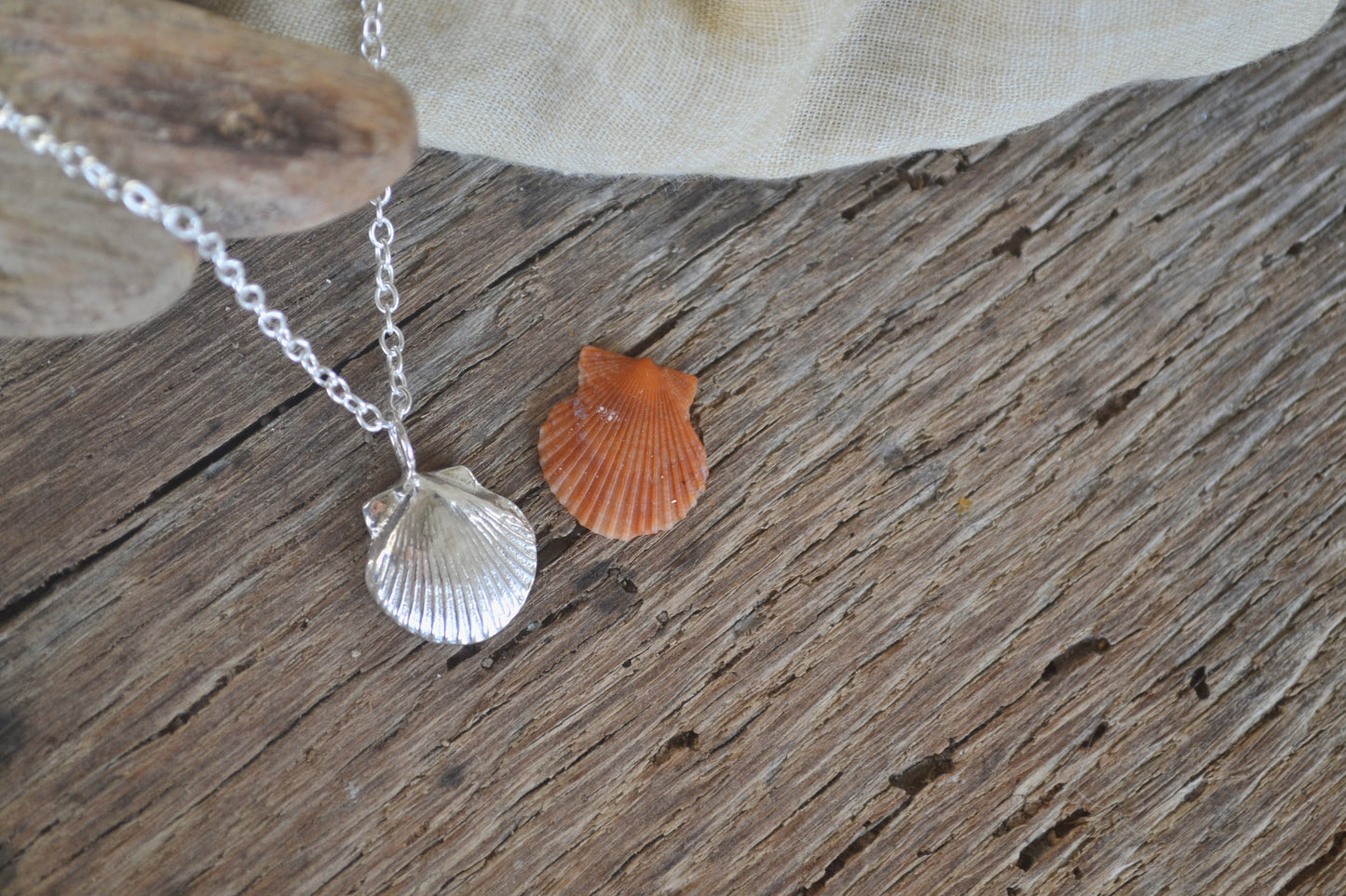 Silver Scallop Shell Necklace