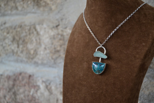 Chrysocolla & Sea Glass Necklace