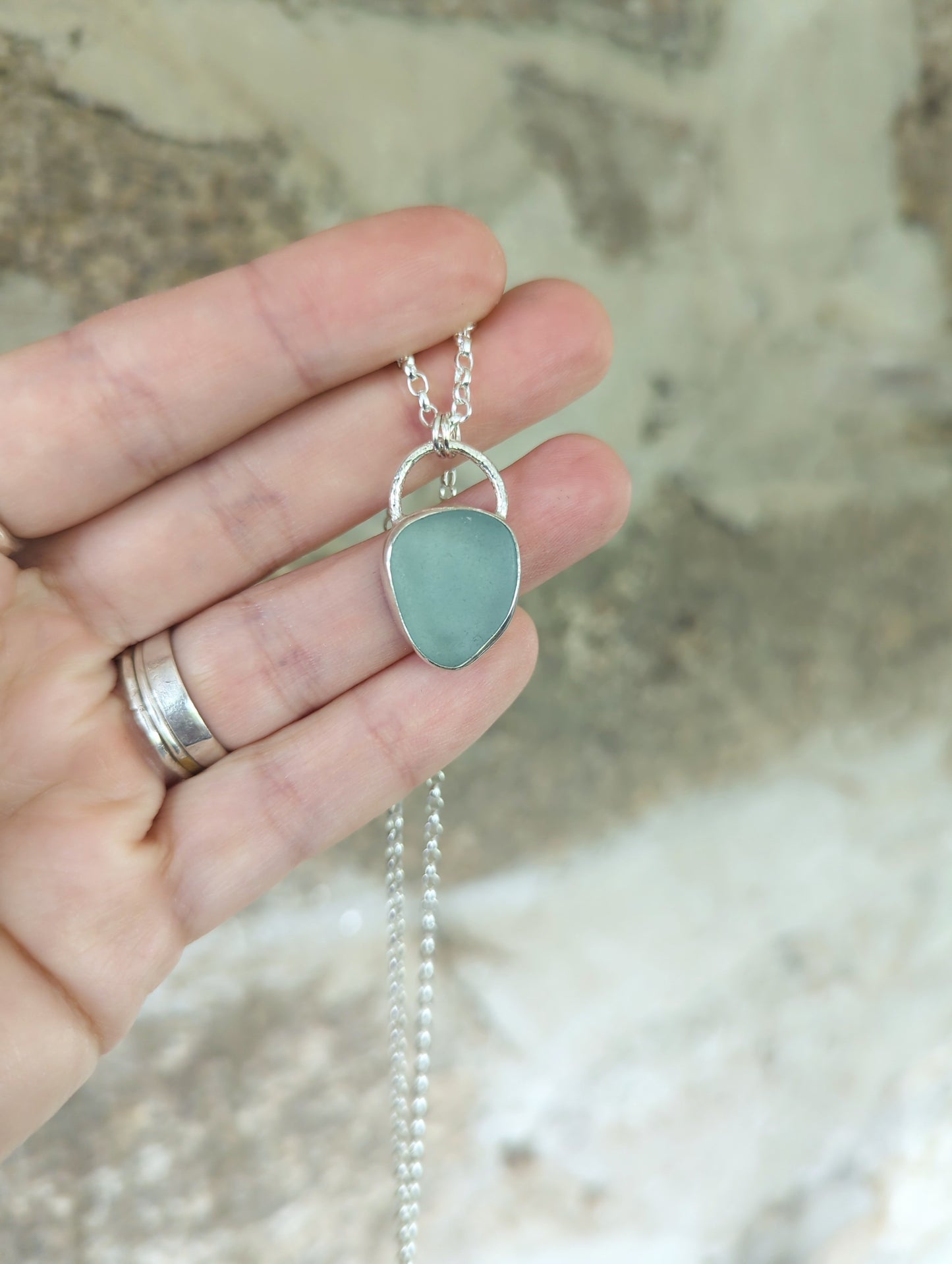 Teal Blue Sea Glass Necklace