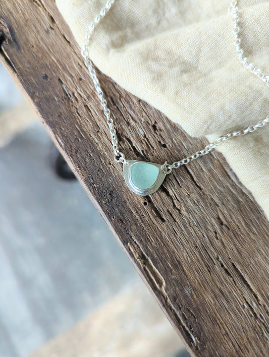 Seafoam Blue Sea Glass Necklace