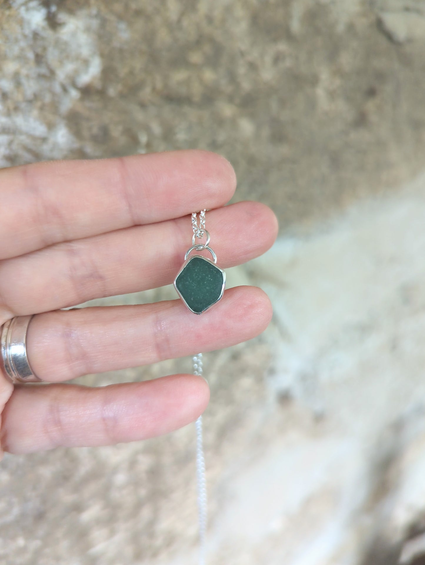 Teal Green Sea Glass Necklace