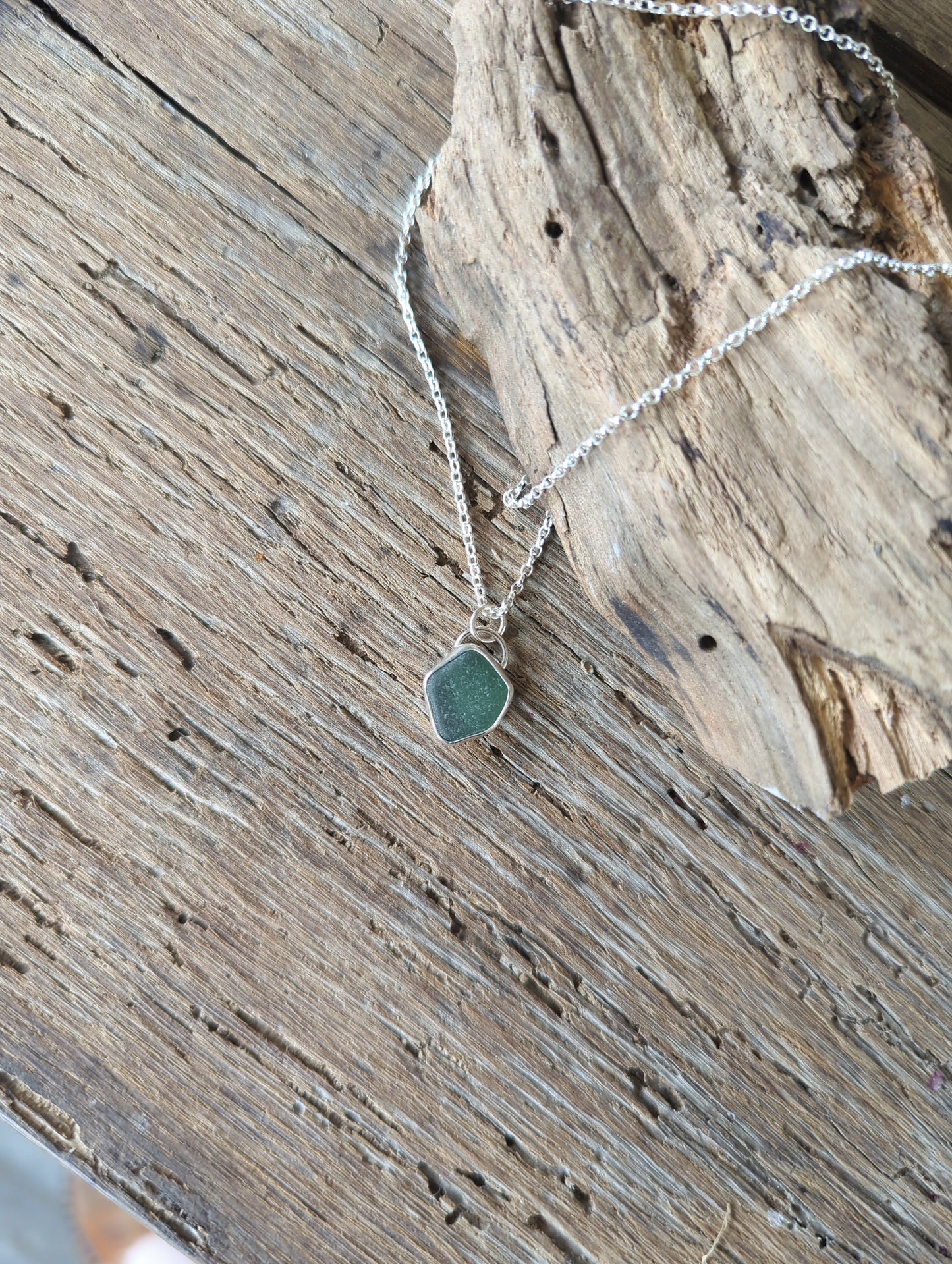 Teal Green Sea Glass Necklace