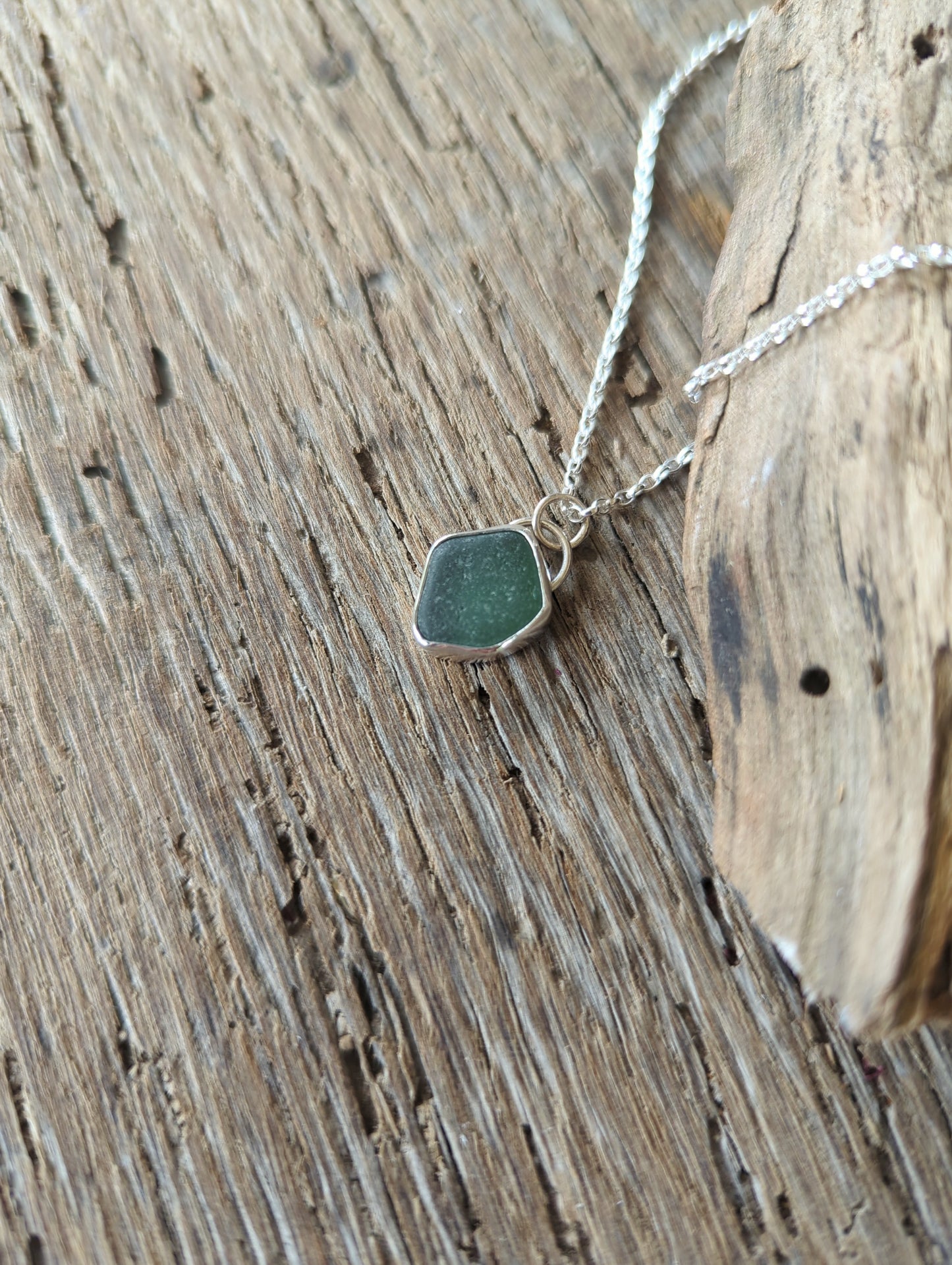 Teal Green Sea Glass Necklace