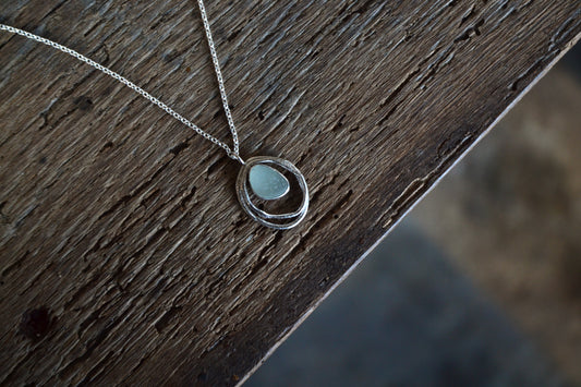 Seafoam Blue Sea Glass Necklace