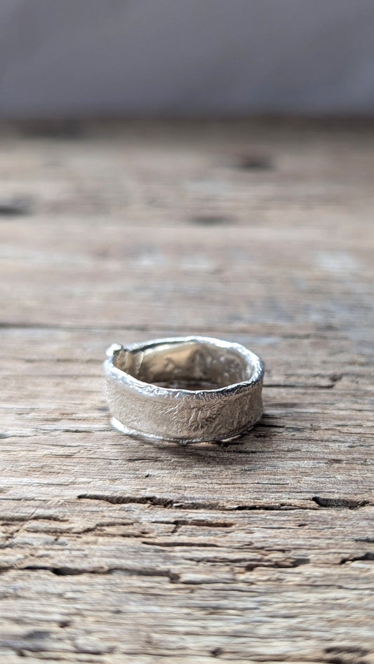 Molten Silver Ring - Size T