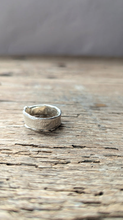 Molten Silver Ring - Size T