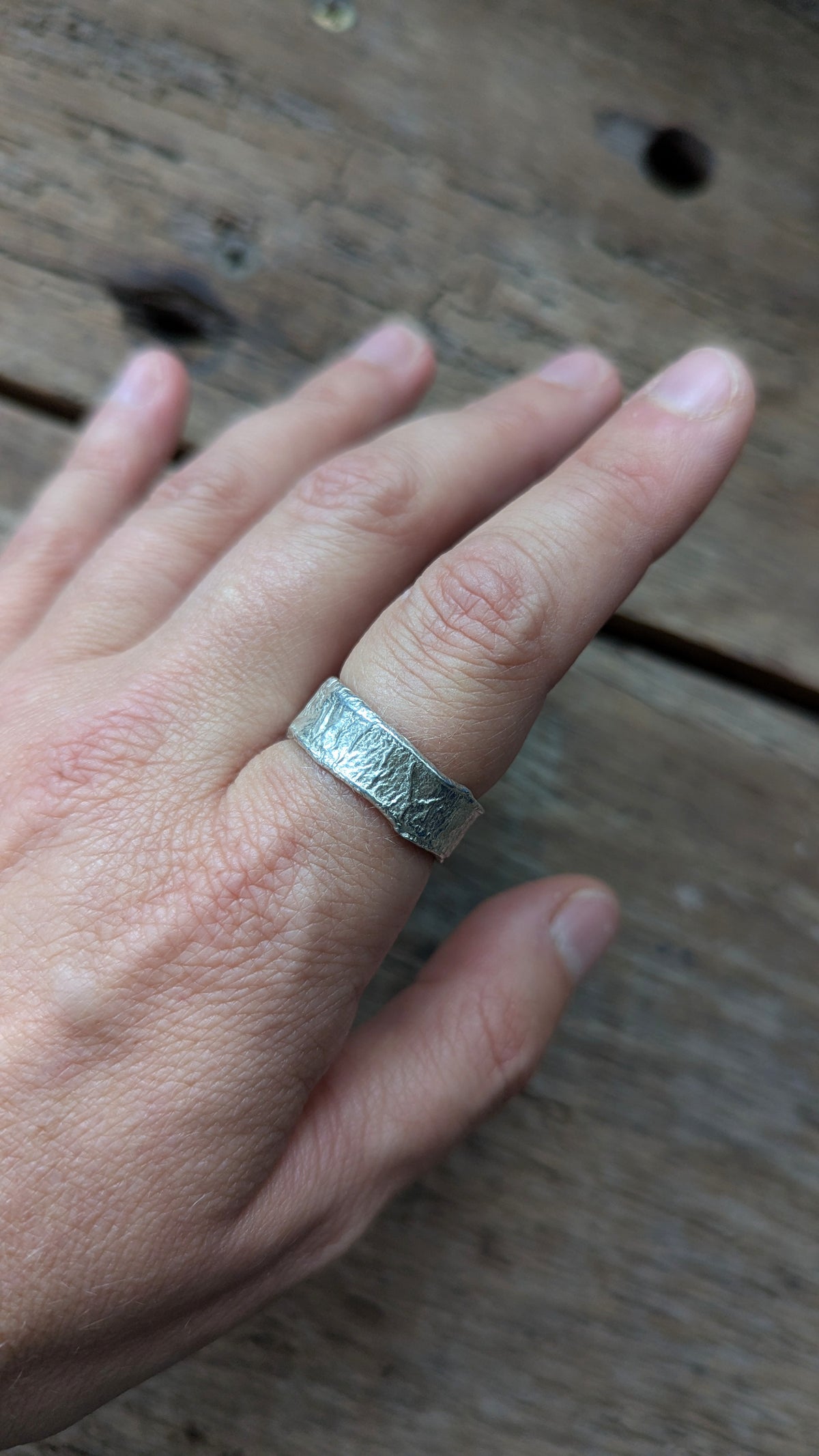 Molten Silver Ring - Size T