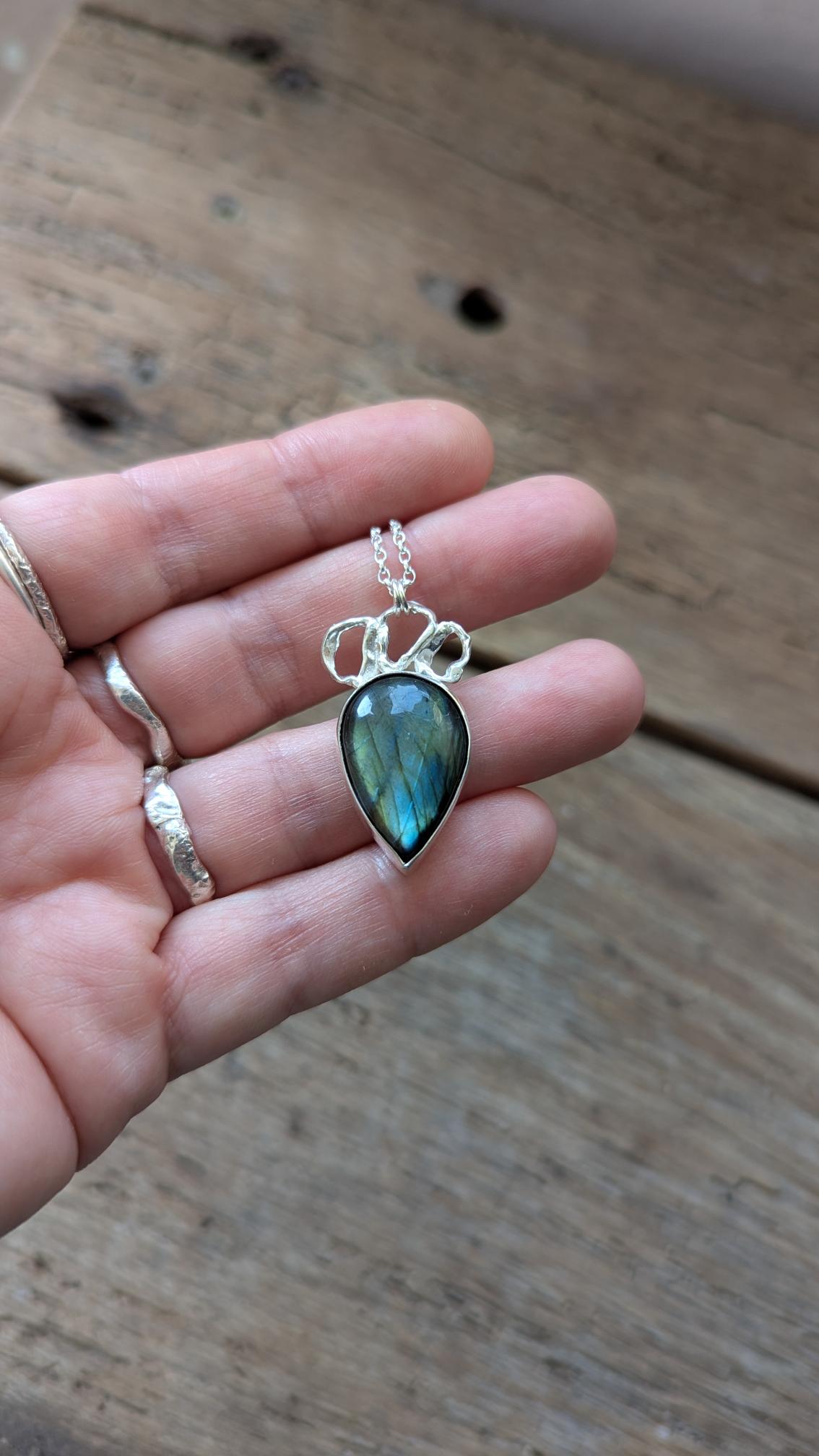 Labradorite & Molten Silver Necklace