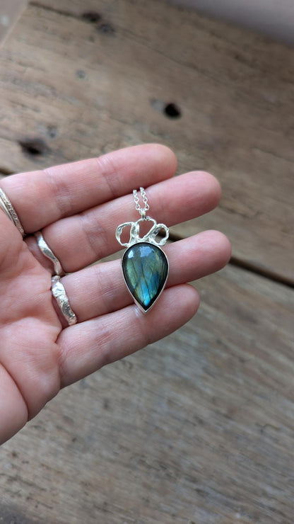 Labradorite & Molten Silver Necklace