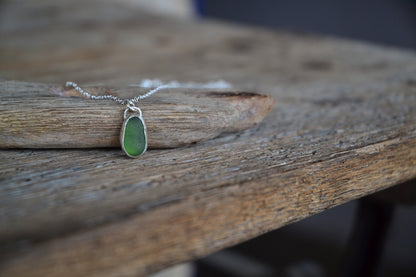 Leaf Green Sea Glass Necklace