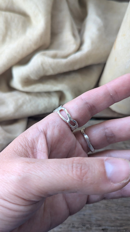 Molten Silver & Green Sea Glass Ring