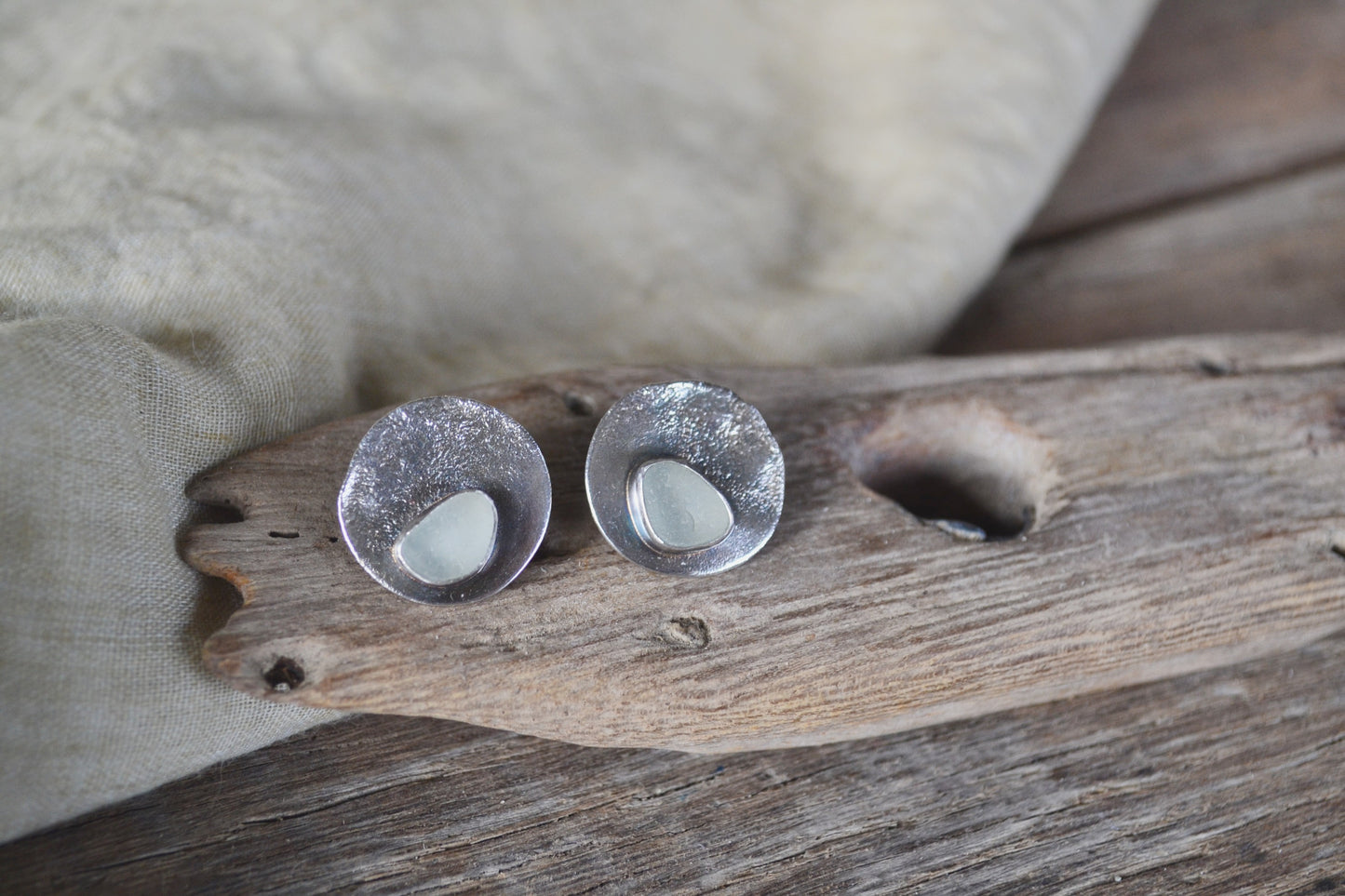 Seafoam Sea Glass Earrings