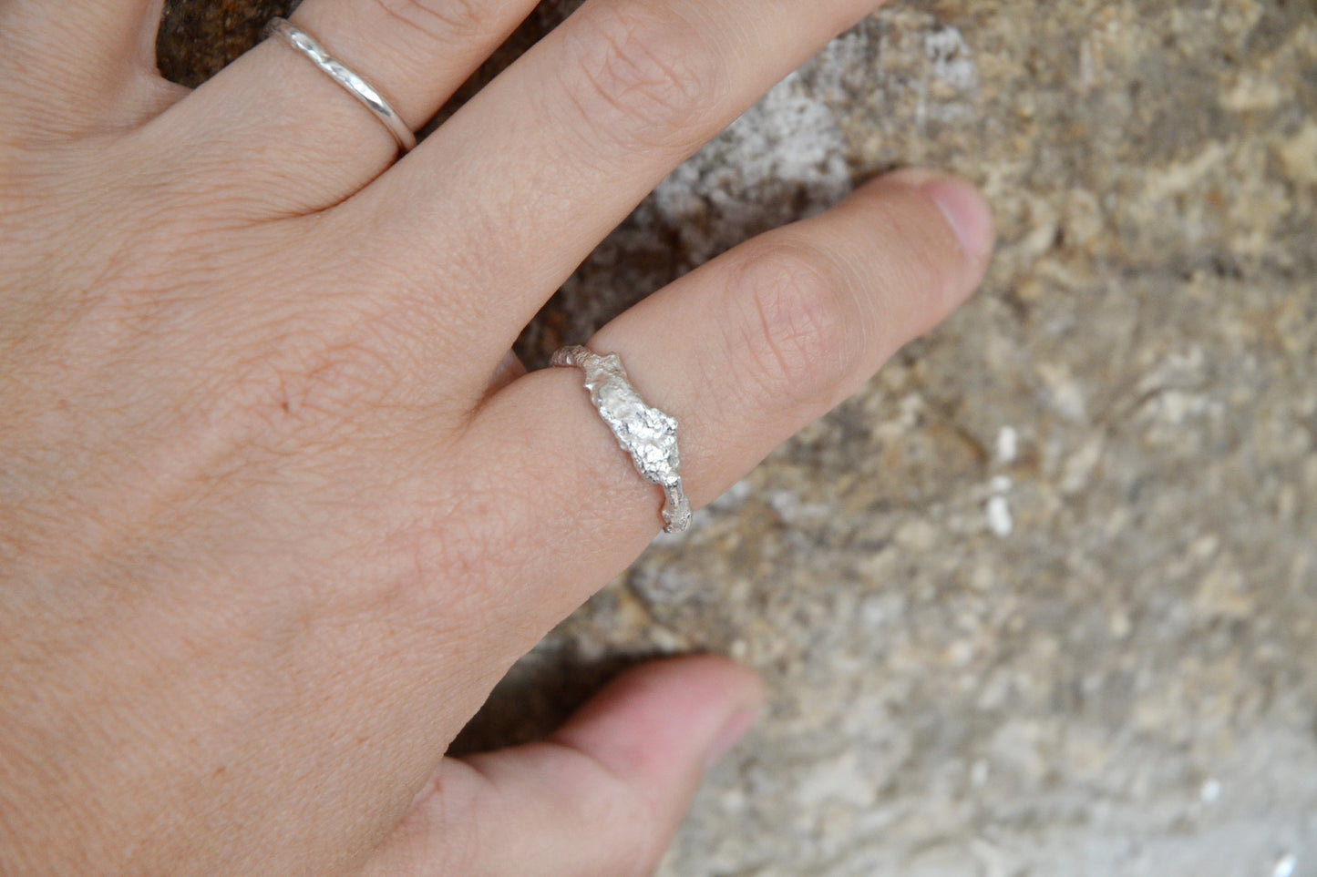 Molten Silver Ring - Size Q