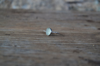 Seafoam Sea Glass & Molten Silver Ring - Size Q