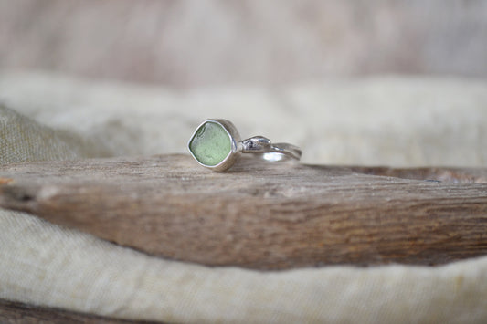 Sage Green Sea Glass Molten Ring