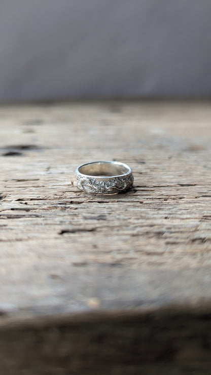 Molten Silver Tideline Ring - Size N