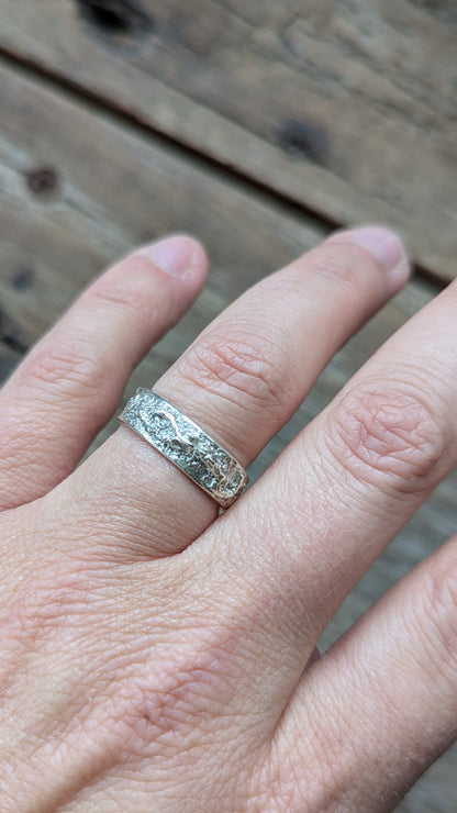 Molten Silver Tideline Ring - Size N