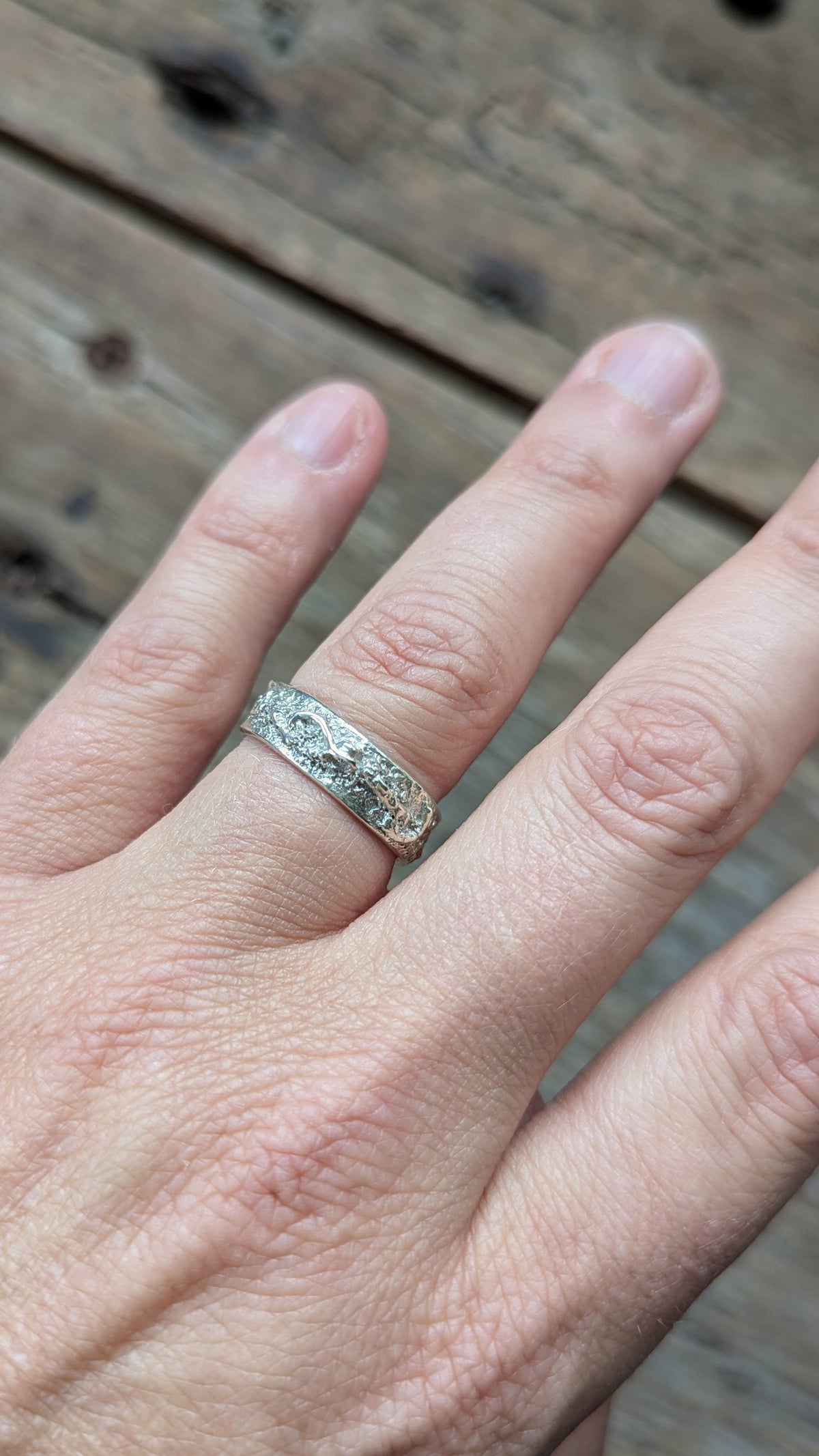 Molten Silver Tideline Ring - Size N