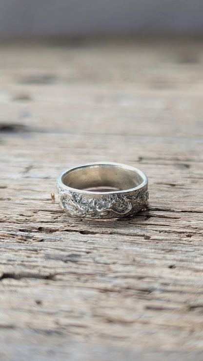 Molten Silver Tideline Ring - Size N