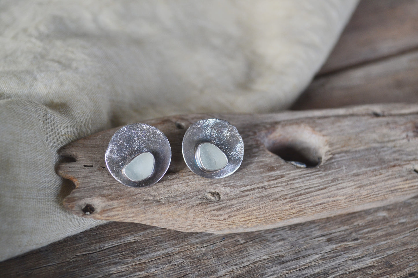 sea glass and silver earrings