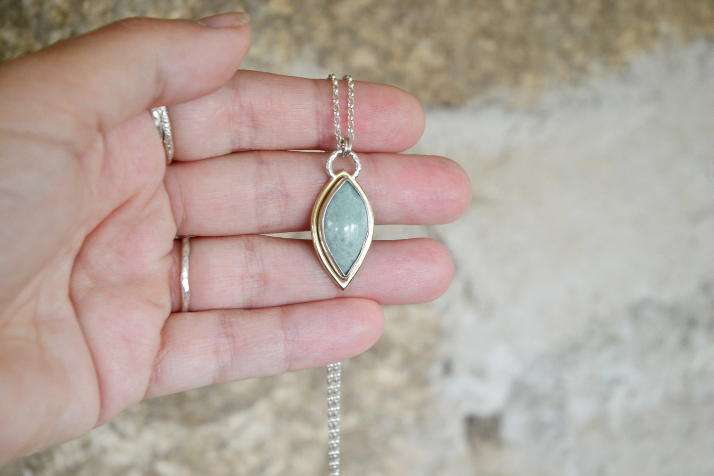 Mtorolite, Silver & Gold Necklace