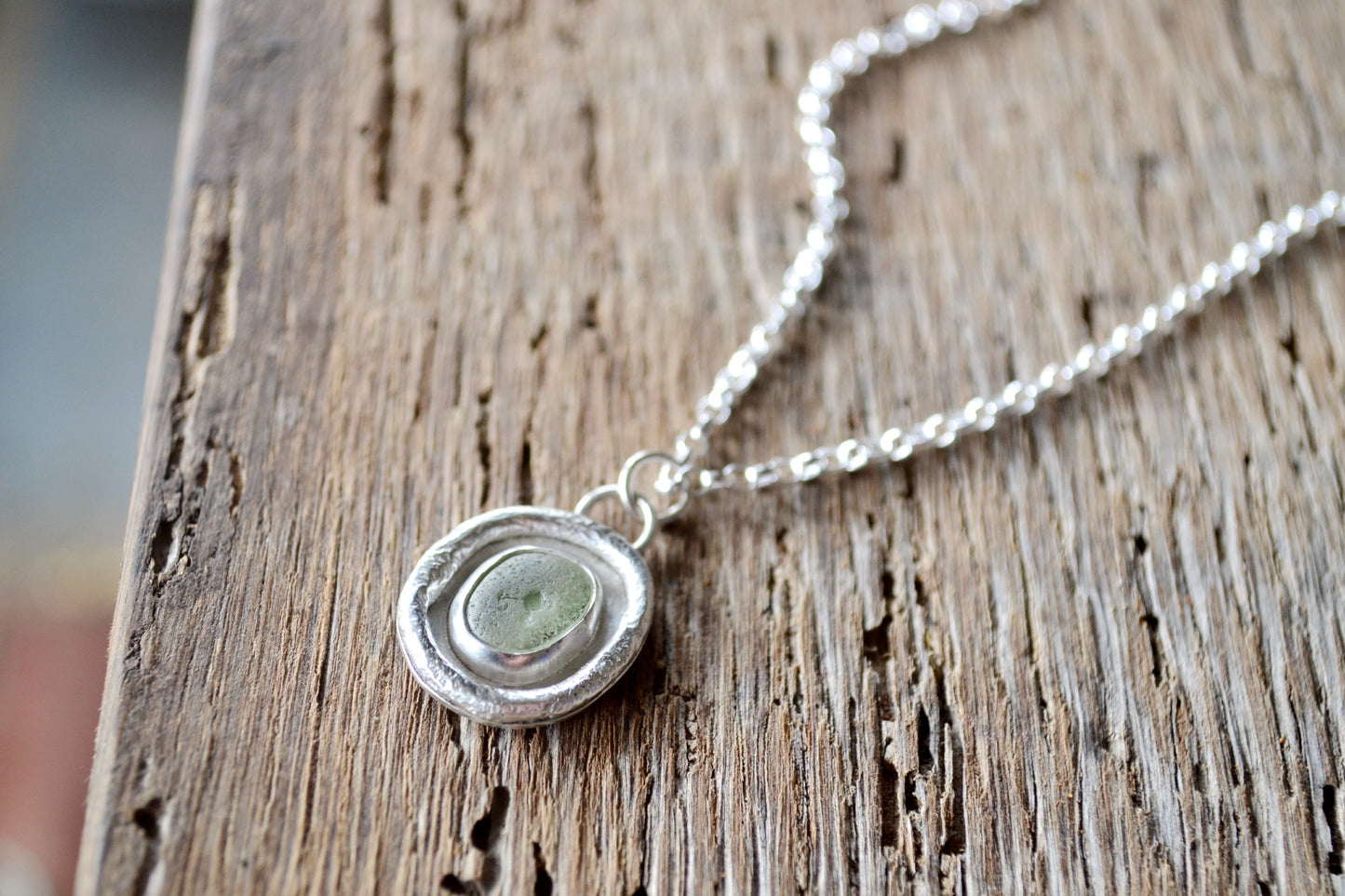 Sage Green Sea Glass Necklace