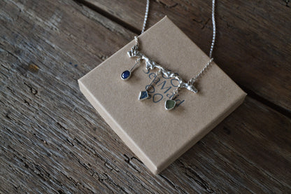 Sapphire & Sea Glass Raindrop Necklace