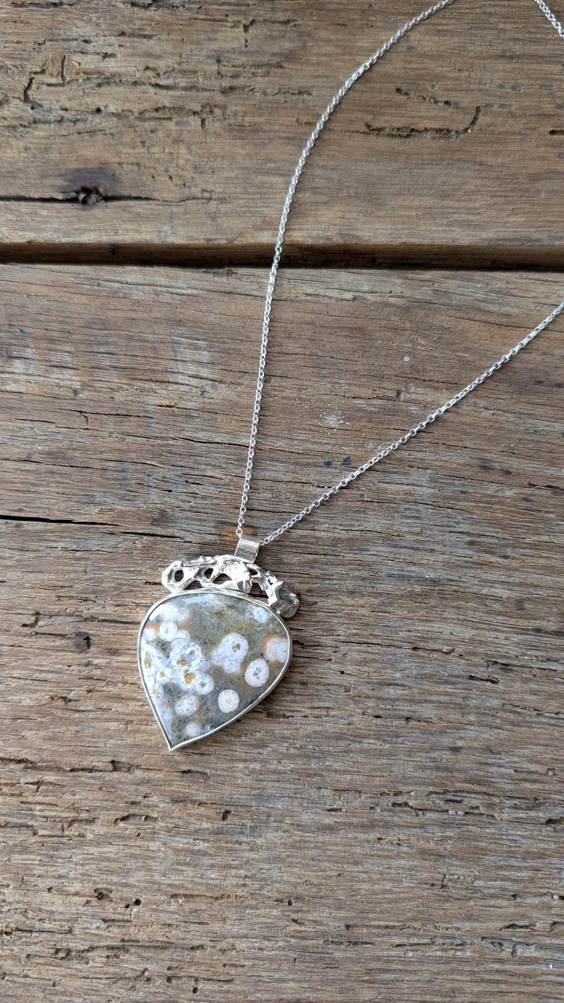Ocean Jasper & Molten Silver Necklace